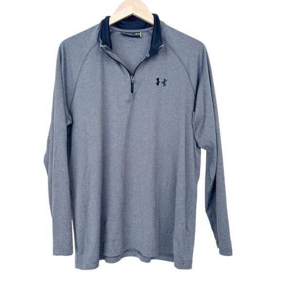 Under Armour Gray Quarter Zip Long Sleeve Shirt Sz L - Picture 2 of 5
